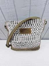 Myra Bags Crossbody Leather Canvas & Rug Bag Purse Cozy Western Wear Distressed