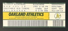 1987 ROY Walt Weiss MLB Debut , Ron Cey Last Game Ticket Stub A's Brewers 7/12