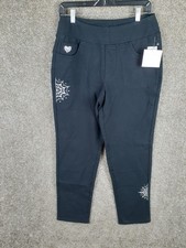 Dream Jeannes by Quacker Factory Pull On Pants Womens S Short Black Embroidered