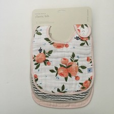 NEW 3 Classic Bibs Absorbent Multi-layer Cotton Muslin Floral Little Unicorn