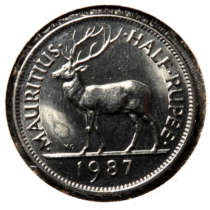 elf Mauritius Half Rupee 1987  Stag