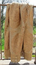 VTG High Quality Jacquard Tan Throw w/ Medall...