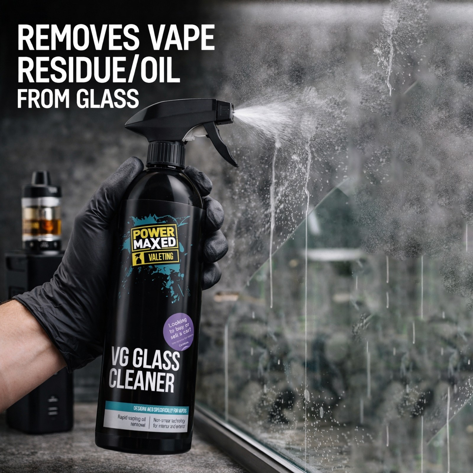 Power Maxed VG Glass Cleaner Removes Oil Residue 500ml