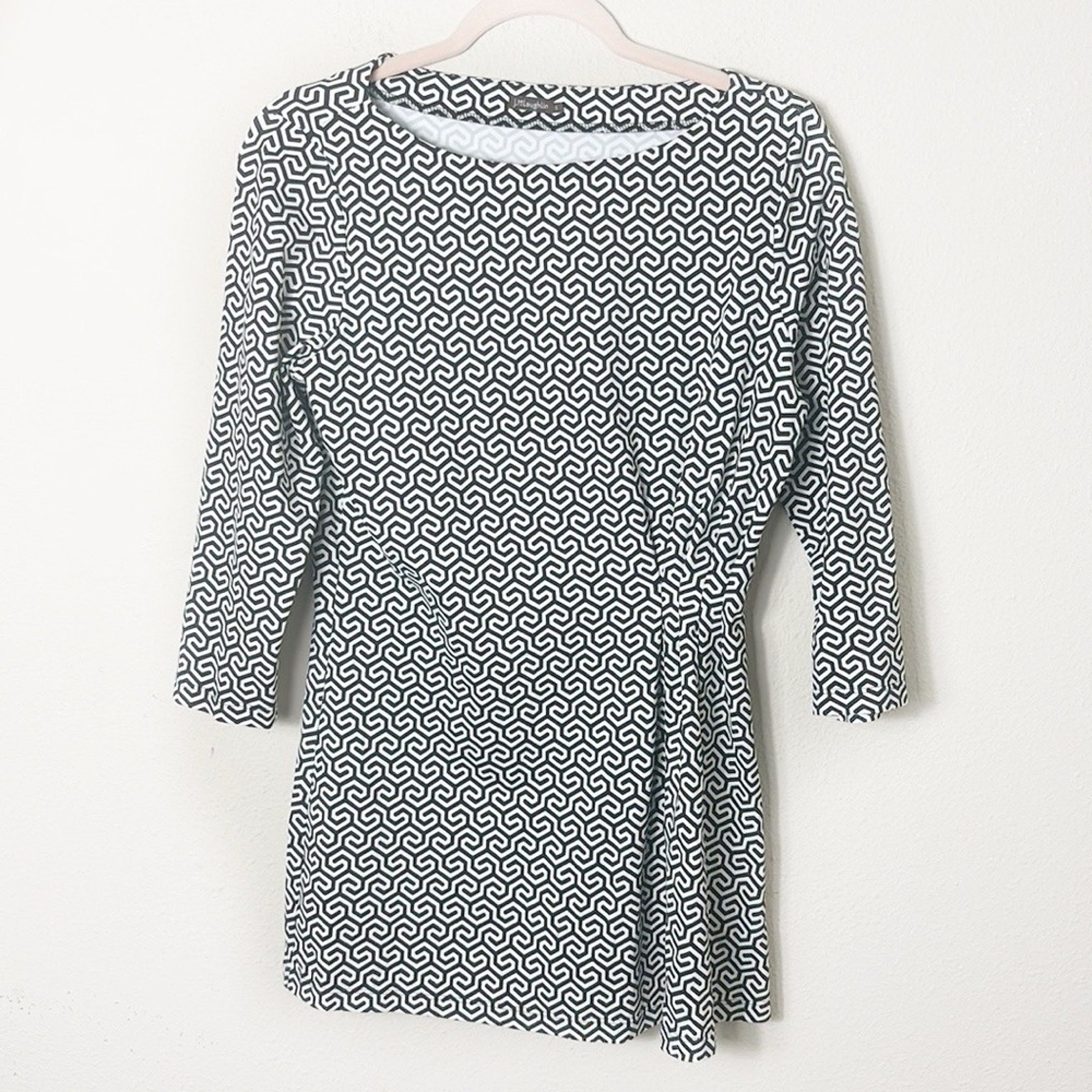 J. McLaughlin Geometric Black White Pattern Blous… - image 1