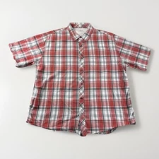 Horny Toad Shirt Mens XXL Red Plaid Short Sleeve Button Up Preppy Organic Cotton