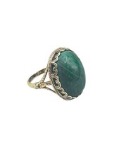 Malachite Ring Size 9 Sterling Silver 925 Green Semi Precious Stone Ornate