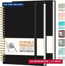 Forvencer 2 Pack Blank Spiral Notebook, 8"x 5.6"Hardcover Sketch Book | 100GSM T