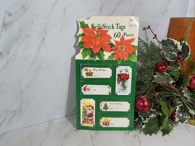 Vintage NOS 1970s Eureka Christmas Self Stick Gift Tags 60 Pcs. Paper Magic USA