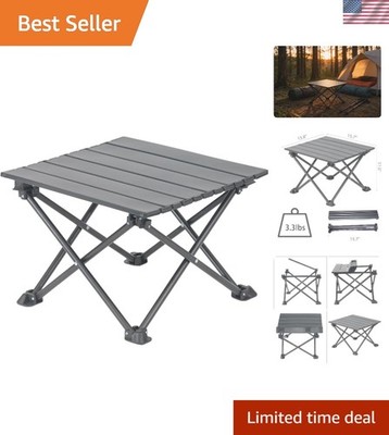 Black Medium Stainless Steel Folding Camping Table with Carry Bag