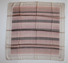 Vintage ECHO Silk Scarf Square Tan Brown Striped Geometric 70s 80s Mod Designer
