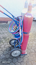 Knieper-Gas Tauschflaschen Set Sauerstoff & Acetylen mit Wagen, Schl&auml;uchen
