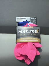 Feetures Elite Ultra Light Running/walking Socks  Pink And Blue Small No Show