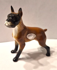 Vtg Bone China Porcelain Miniature Boxer Dog Figurine Japan Original Sticker