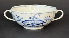Meissen Blue Onion Pattern Soup Bowl With Handles Sword Backstamp