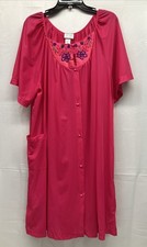 Kelly Reed Rose Pink Nightgown 26W Nylon USA Made Vintage Embroidery 42 S-H