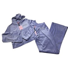 Juicy Couture Velour Tracksuit Set Lavender Purple Rhinestone Hoodie Pants New M