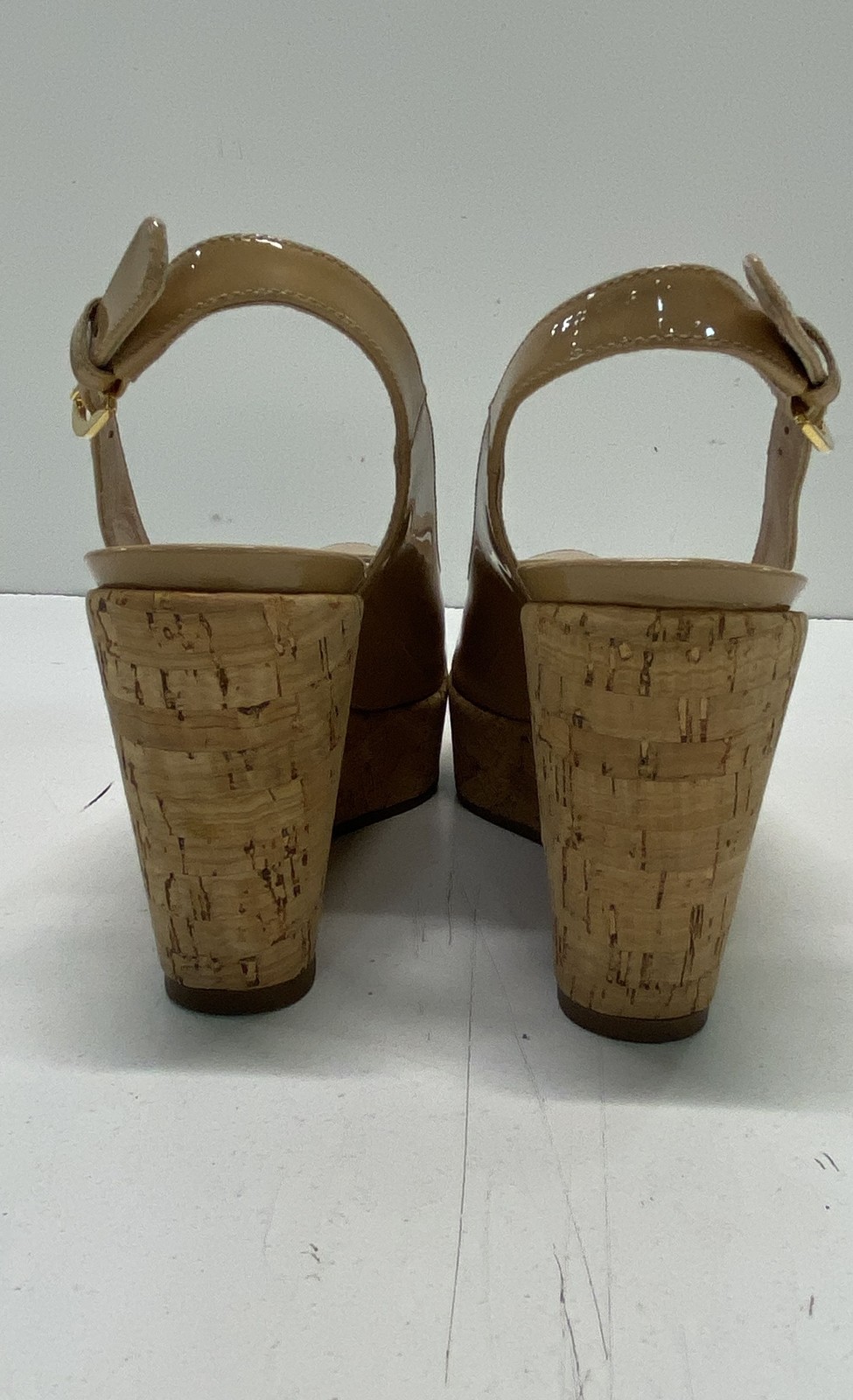 Stuart Weitzman Beige Solid Peep Toe Slingback We… - image 4