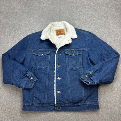 Wrangler Jeansjacke Erwachsene mittelblau Sherpa gefüttert Trucker Western Ut...