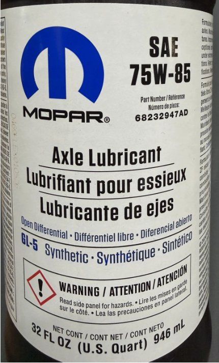 専用　7576 6 Mopar 75w-85 Axle lubricant 68232947AD GL5 Synthetic | eBay
