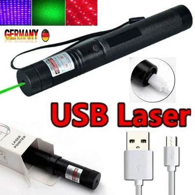 MARKENLOS 5000M Starker grüner Laserpointer Outdoor-Lazer Taschenlampe USB wiederaufladbar