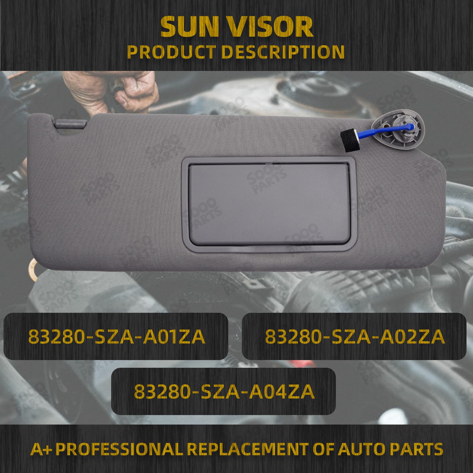 Right Passenger Side Sun Visor w/ Light For 2009-2015 Honda Pilot 83230SZAA01ZA