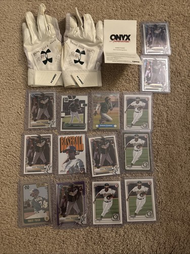 Robert Puason Game used GU signed batting gloves 14 card lot collection