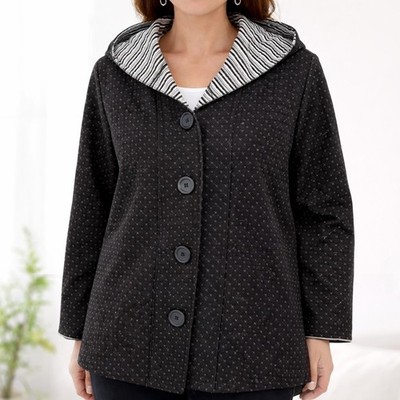 Habitat Sz Small Quilted Black Wearable Art to Wear Cozy Warm Jacket Shirt Top