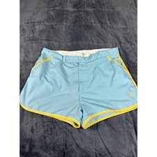 Vintage Jantzen Mens Blue Yellow Trim Swim Trunks Made in USA Size 40 Retro 70s