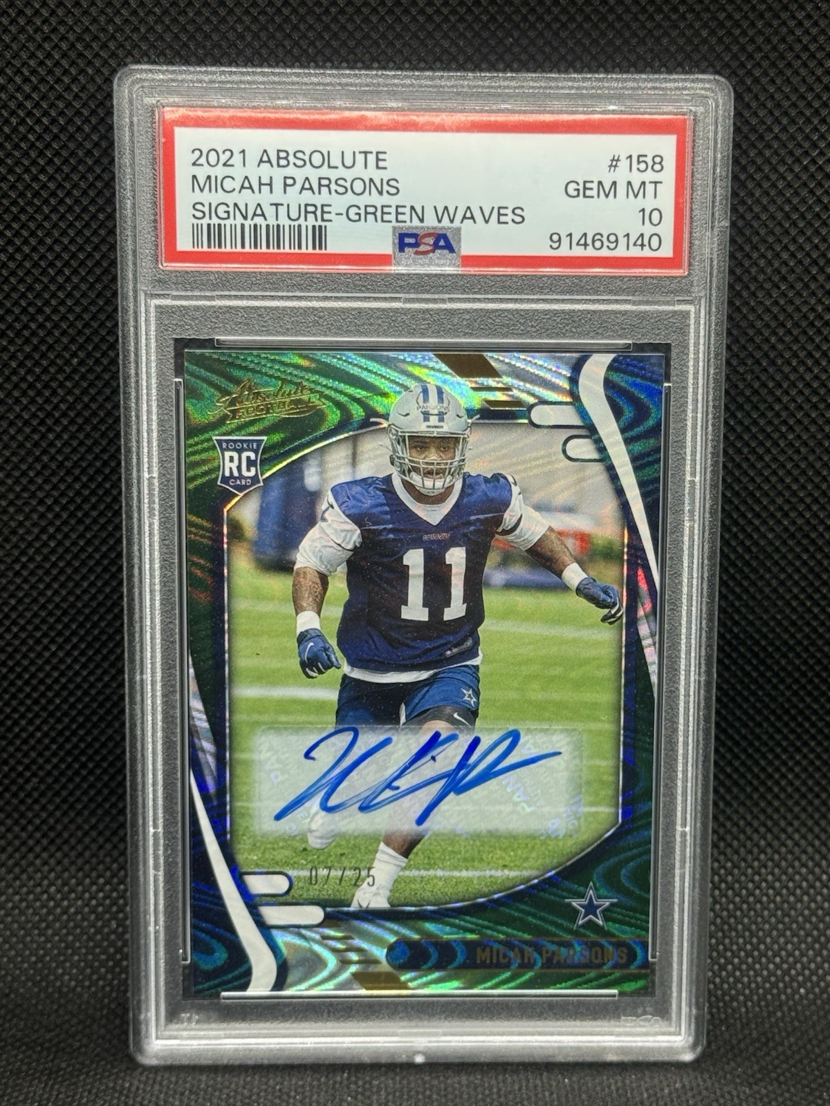 Micah Parsons Panini Absolute #158 Signature-Green Waves