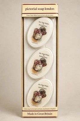 Vintage Beatrix Potter Mrs Tiggy-Winkle Set 3 Seifen Bildseife London
