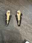 MOULIN ROUGE SIGNED  ENAMEL DESIGNER TWO TONE EARRINGS — photo 1