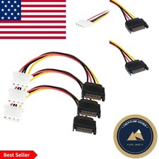 SATA to Molex LP4 Power Cable Adapter 3-Pack Ideal for Upgrading PCs