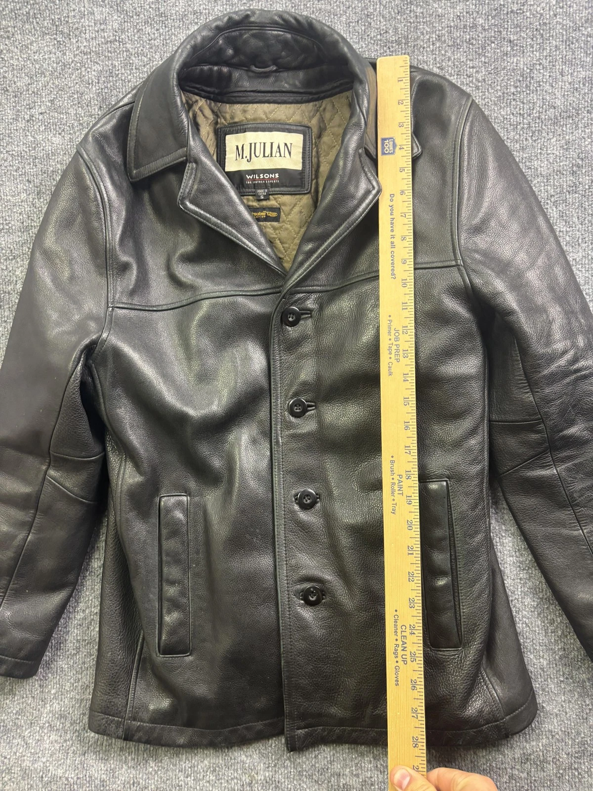 M Julian Coat Mens Small Black Leather Thinsulate Quilted Lined Button - product detail image 3