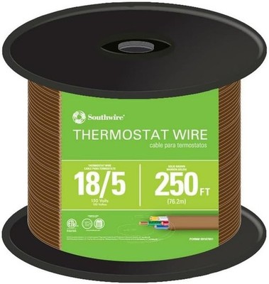 Southwire 18/5 Thermostat Wire - 18 Gauge 5 Conductor - 250 Foot Spool