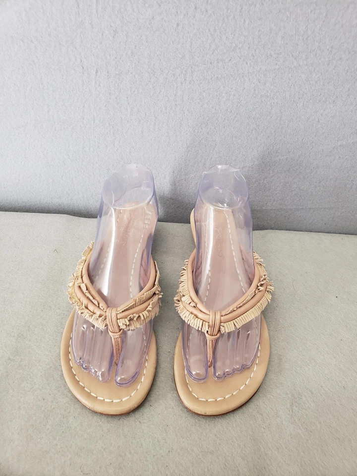 Sandalias Bernardo Mujer 7M Cuña Tanga Cuero Boho Flecos Vero Cuoio Zapatos Foto 2 de 4