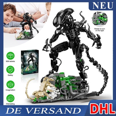 Alien Xenomorph Warrior Bausätze für Erwachsene Actionfigur-Spielzeug mit Sockel