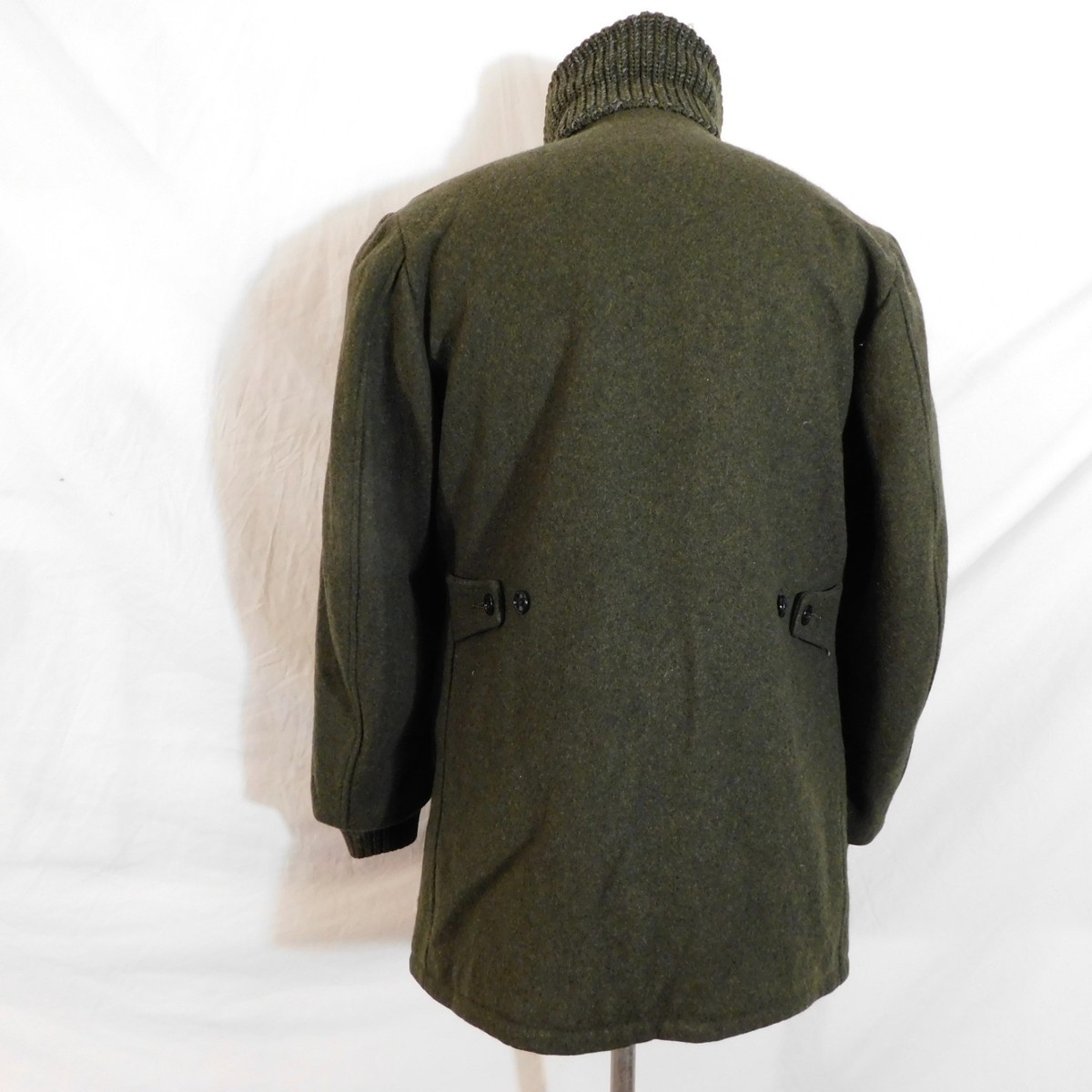 Vtg 60s Great Western Mens Sz 40 Green Wool Full Zip Overcoat