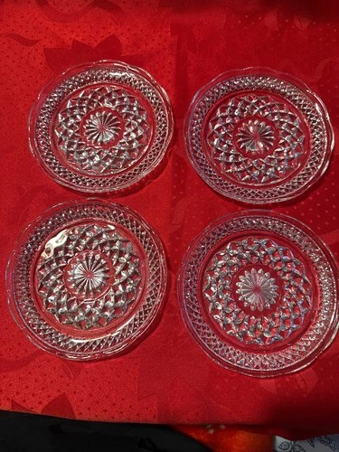 Set of 4 Vintage Anchor Hocking 6.0” Wexford Clear Glass Saucer Plates