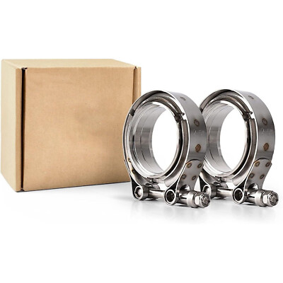4 In V Band Exhaust Clamp 2.5-Inch V-Band Clamp Kit - 304 Stainless Steel Turbo Exhaust Flange Set Exhaust Pipe Flange Clamp