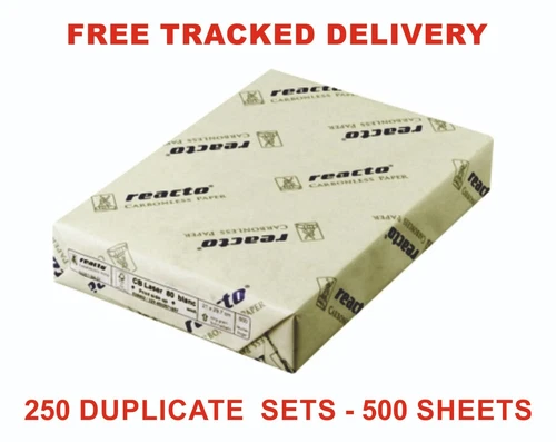 A4 2 PART NCR Reacto 75gsm Carbonless Paper Pre-collated WHITE/ YELLOW 250 SETS