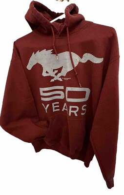 Official Ford Motor Co. Mustang Men maroon/silver Hoodie 50th Anniversary Sz M