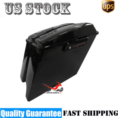 Vivid Black 4'' 1/2 Left Side No Cutout Extended Saddlebags For Harley 1993-2013
