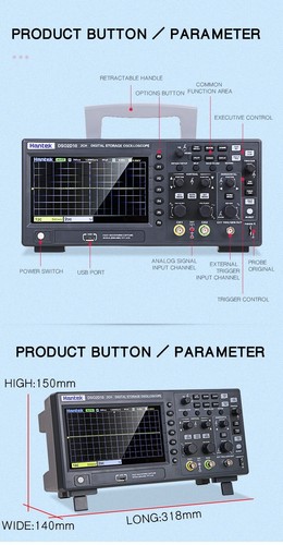 Hantek DSO2C10 Digital Storage Oscilloscope 2CH 100Mhz Bandwidth 1GS/s Samle Rat - Picture 10 of 11