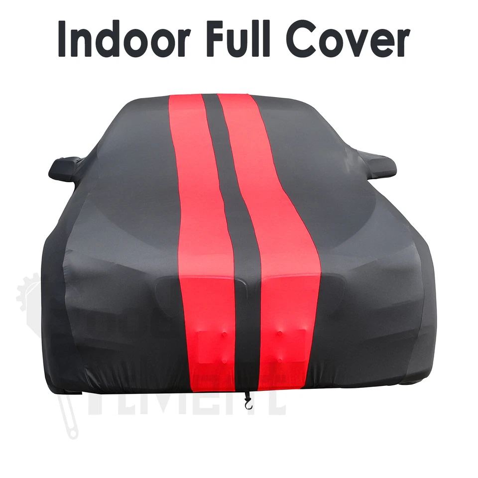 For MG MGB Full Car Cover Indoor Dust Scratch Protection Black + Red Stripes AU - image 2 of 4