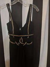Women's navy  evening gown   cut out spaghetti strap, size 6