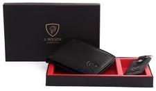 Designer Mens Leather Wallet & Keyring Boxed Gift Set Credit Card Cash Holder 