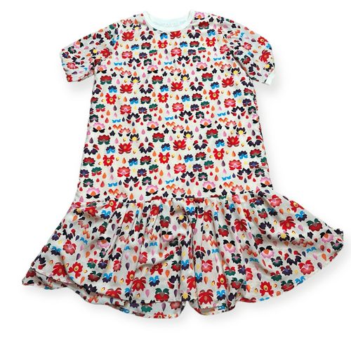 Multi-colored Short-Sleeved Dress