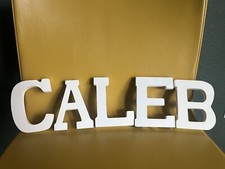 CALEB Nursery Name 5 White Wooden Letters