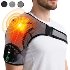 Electric Heated Shoulder Brace Massager Rotator Cuff Support Compression Wrap US