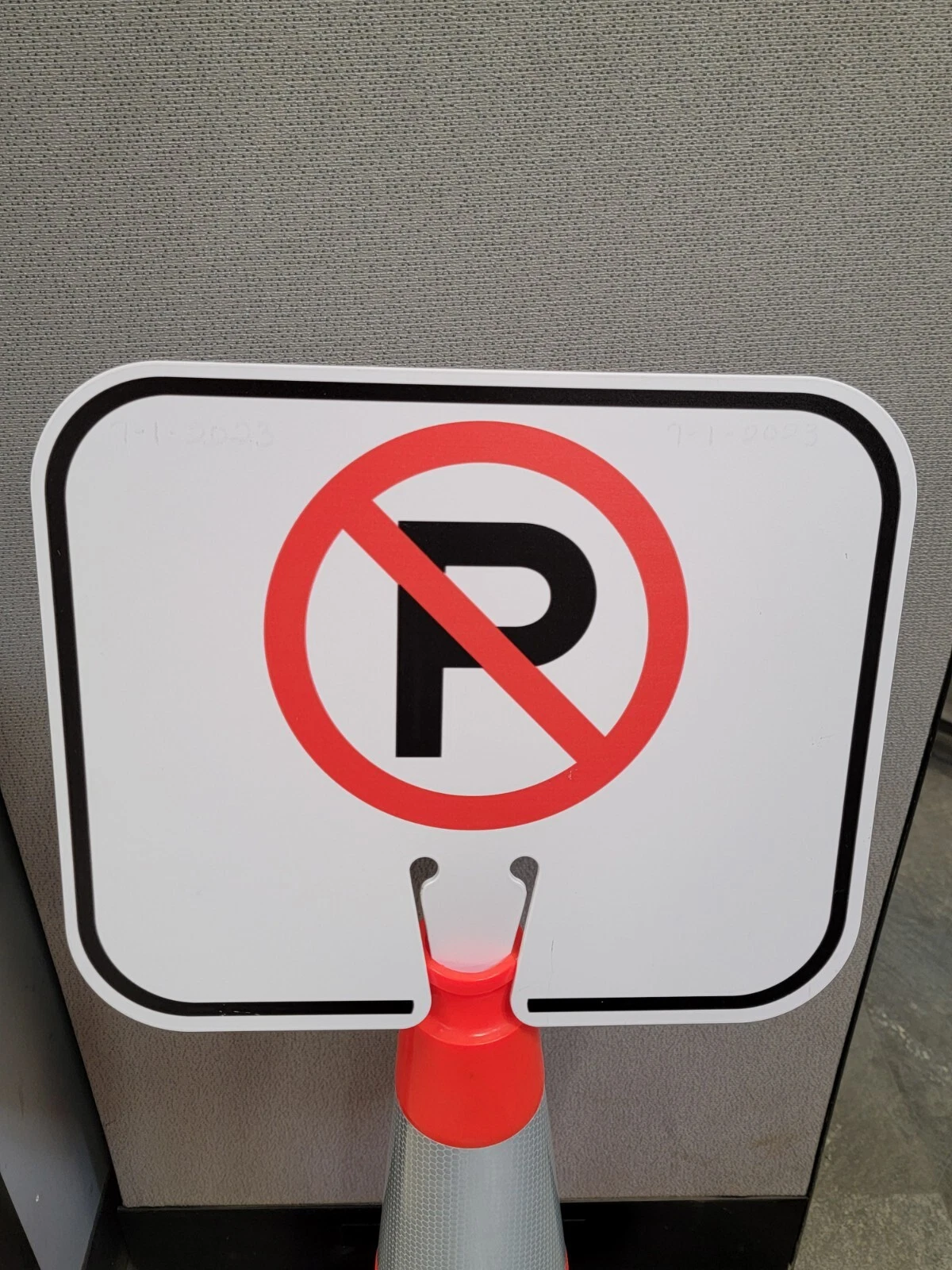 Uline Plastic Traffic Cone Sign, "NO PARKING" Temporary Portable Sign For Cones image 7